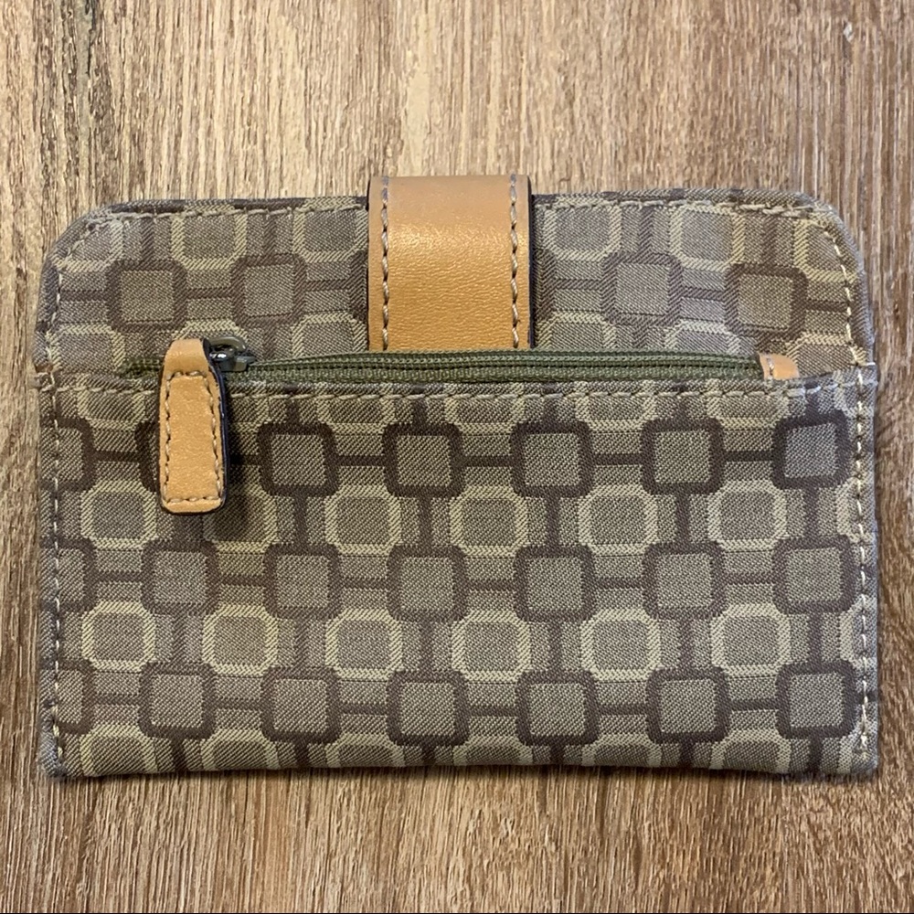 Small Green/Tan Geometric Card Coin Wallet | 4x5